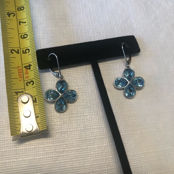Sterling silver blue topaz crystal earrings - Picture 4 of 4